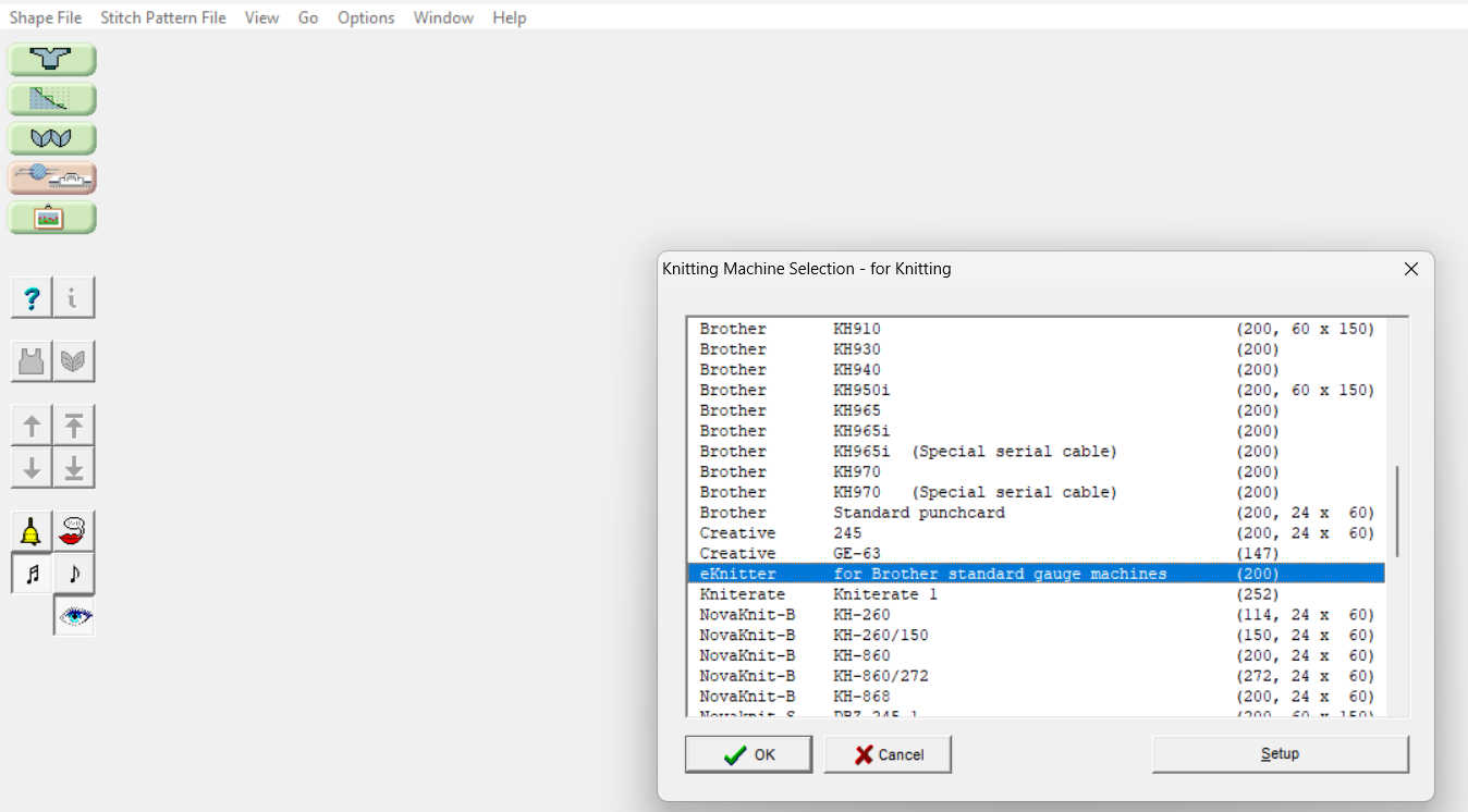 Select eKnitter in DesignaKnit