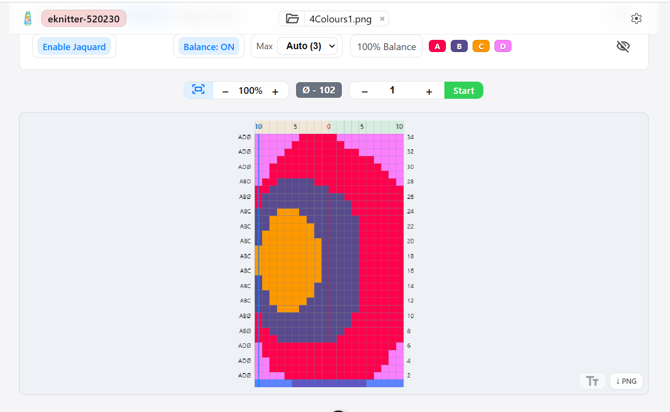 Multi Colour Jacquard comparison in eKnitter