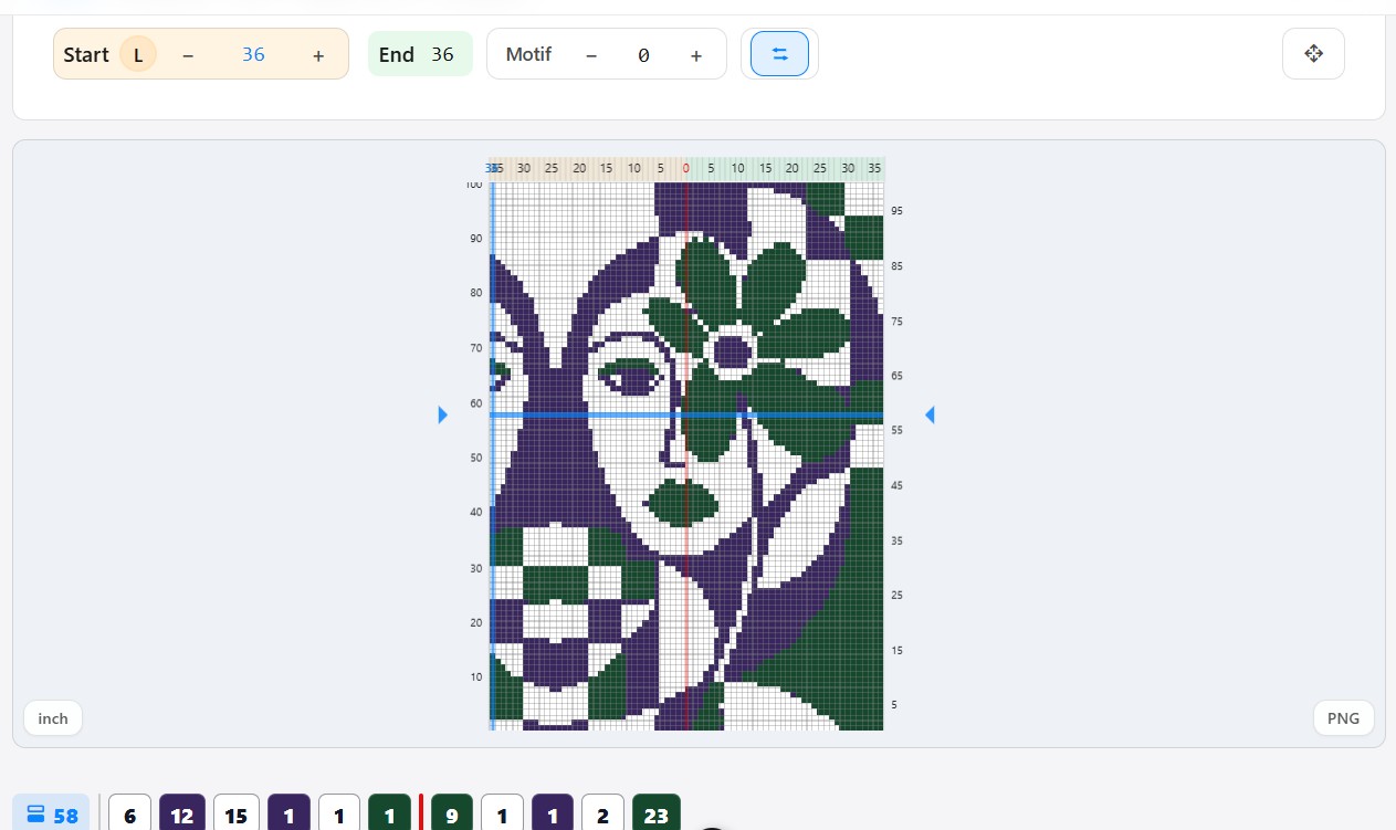Colour Count Legend showing stitch counts per colour