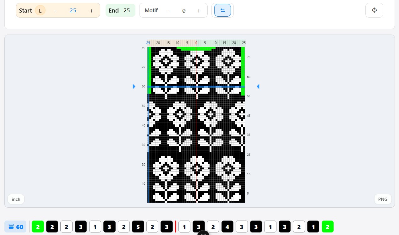 Colour Count row legend in eKnitter